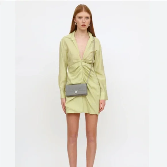 Zara | Dresses | Zara Green Ruched Front Longsleeved Dress | Poshmark